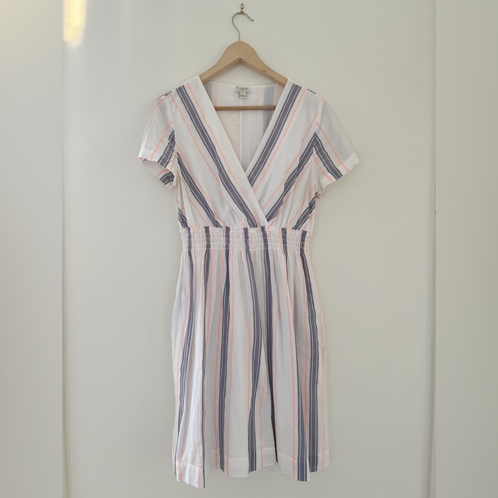 JCrew Pullover V-Neck Striped Mini Dress